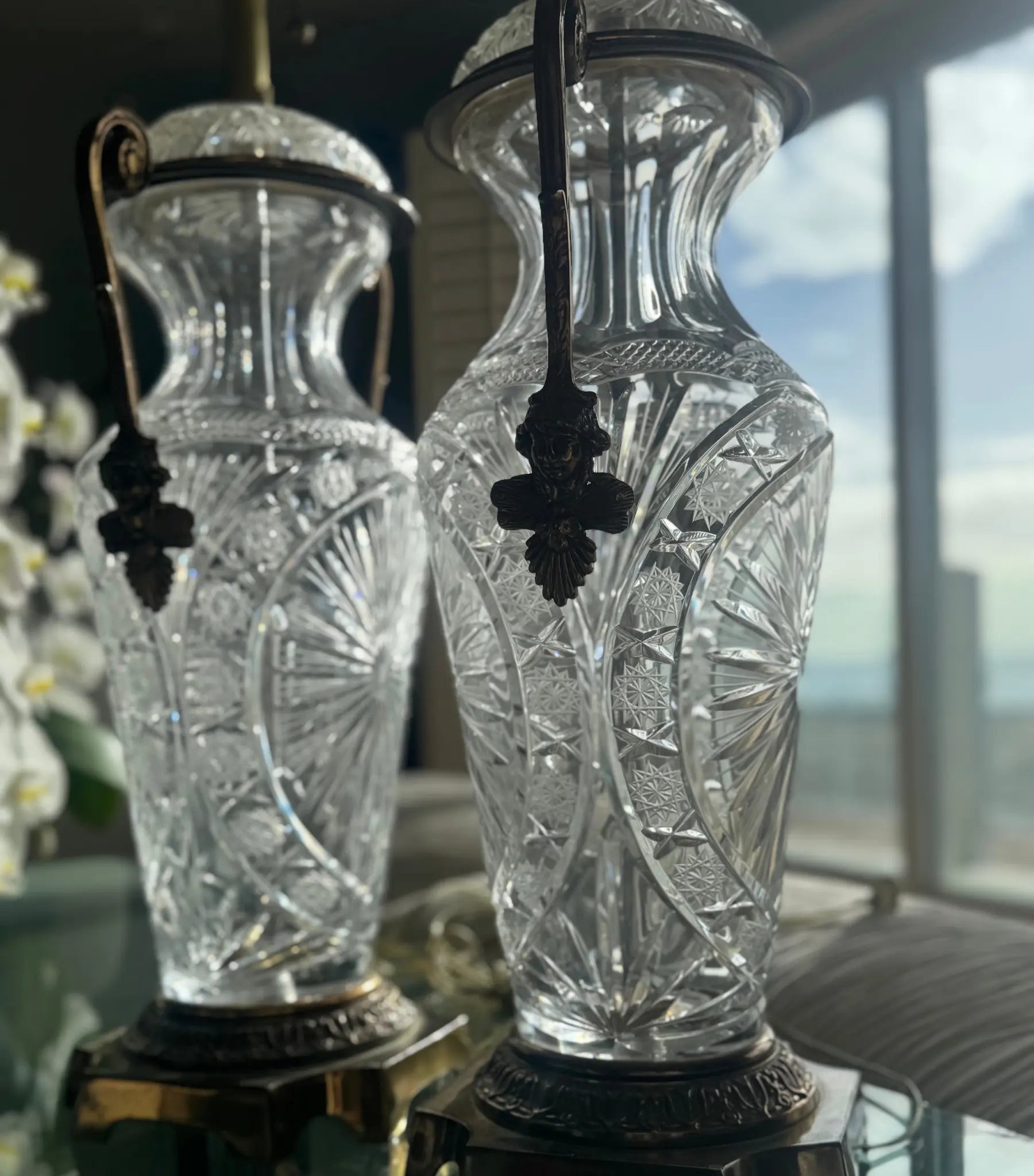 Marbro-Style Hand-Cut Crystal & Brass Lamps – Hollywood Regency Elegance Handpicked By Heidi