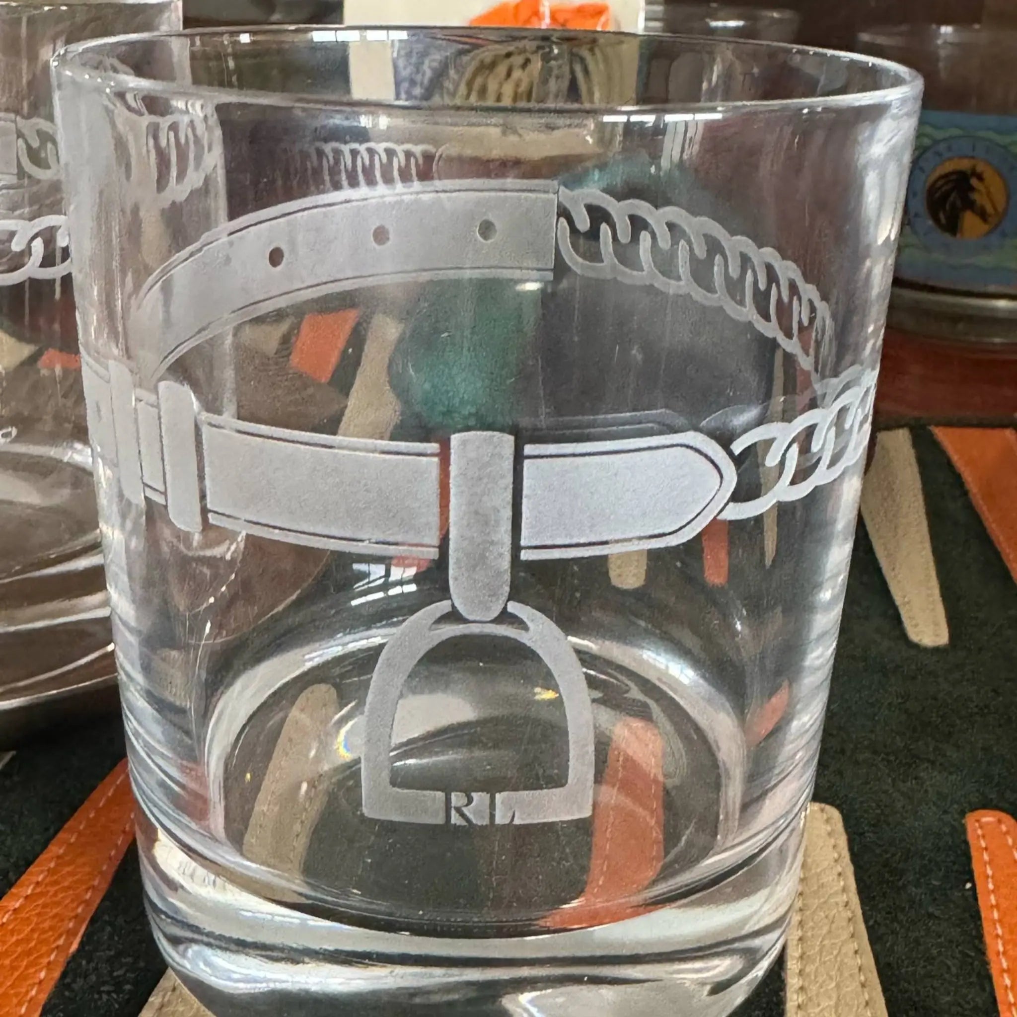 Vintage Ralph Lauren Equestrian Rocks Glass – Stirrup & Bridle Etching Handpicked By Heidi