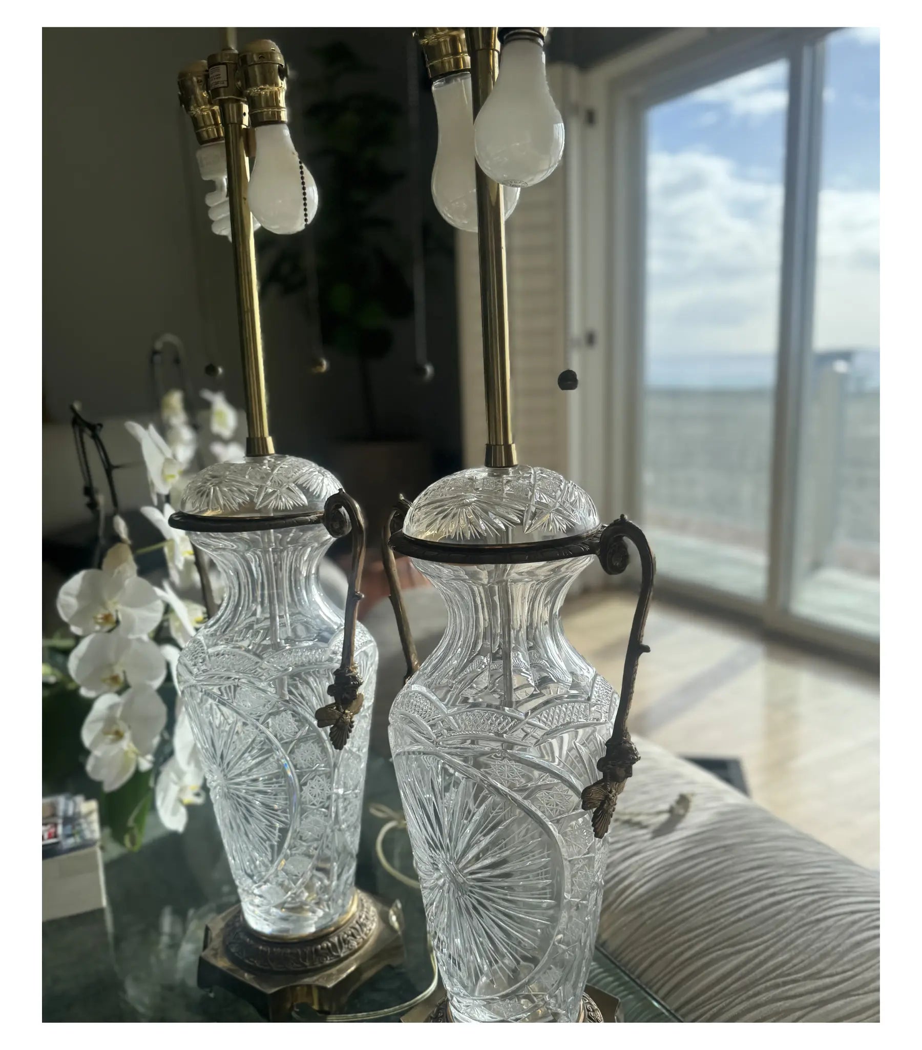 Marbro-Style Hand-Cut Crystal & Brass Lamps – Hollywood Regency Elegance Handpicked By Heidi