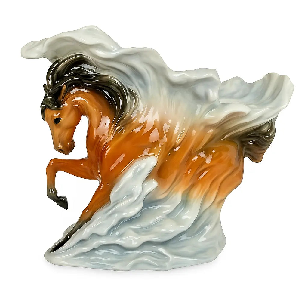 Franz Porcelain Horse Wave Vase – Sculptural Equestrian Art Handpicked By Heidi