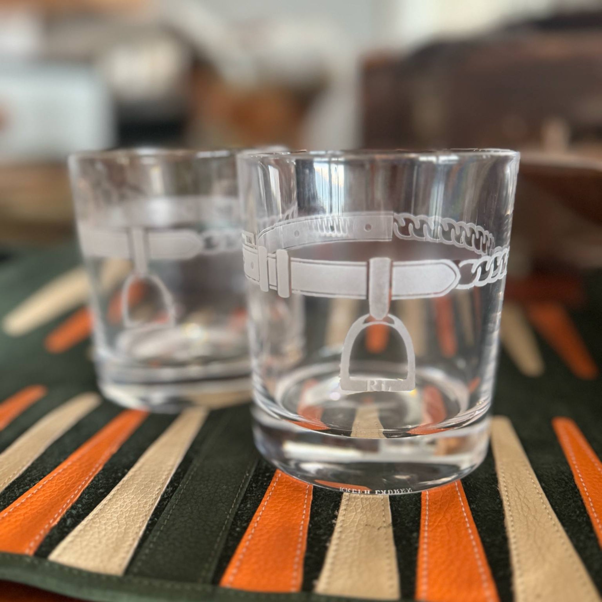 Vintage Ralph Lauren Equestrian Rocks Glass – Stirrup & Bridle Etching