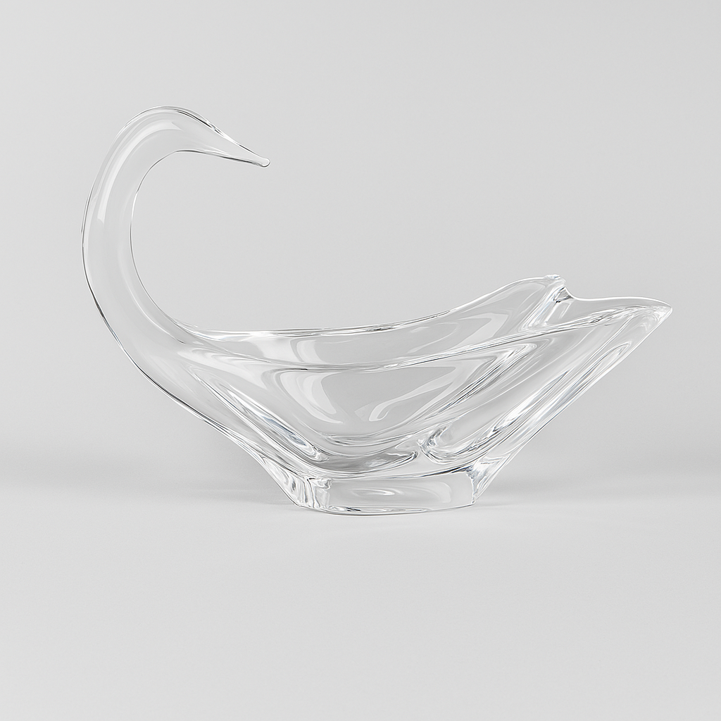 Daum France Crystal Swan Vessel
