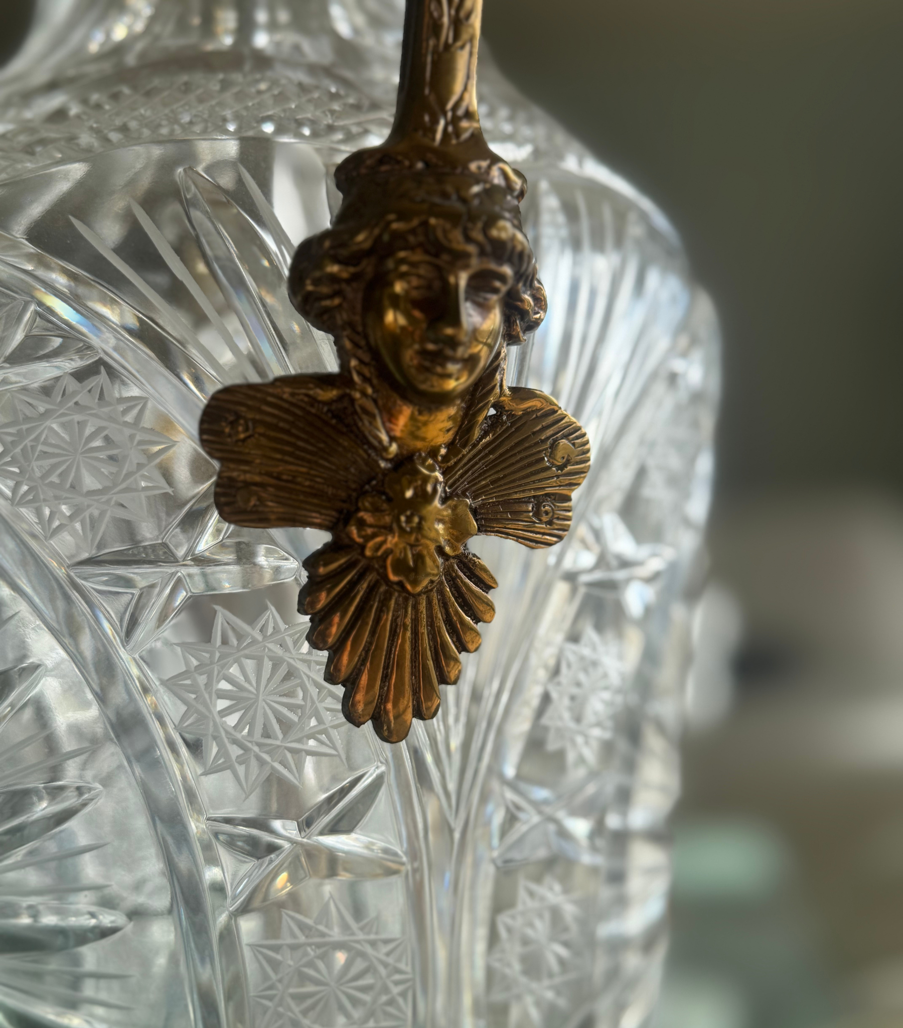Marbro-Style Hand-Cut Crystal & Brass Lamps – Hollywood Regency Elegance