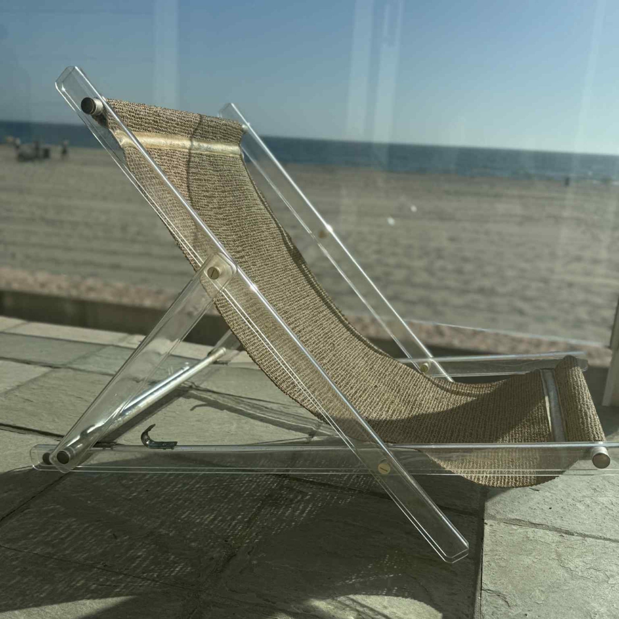Rare 1970s Slingback Lucite Lounge Chairs — Pair