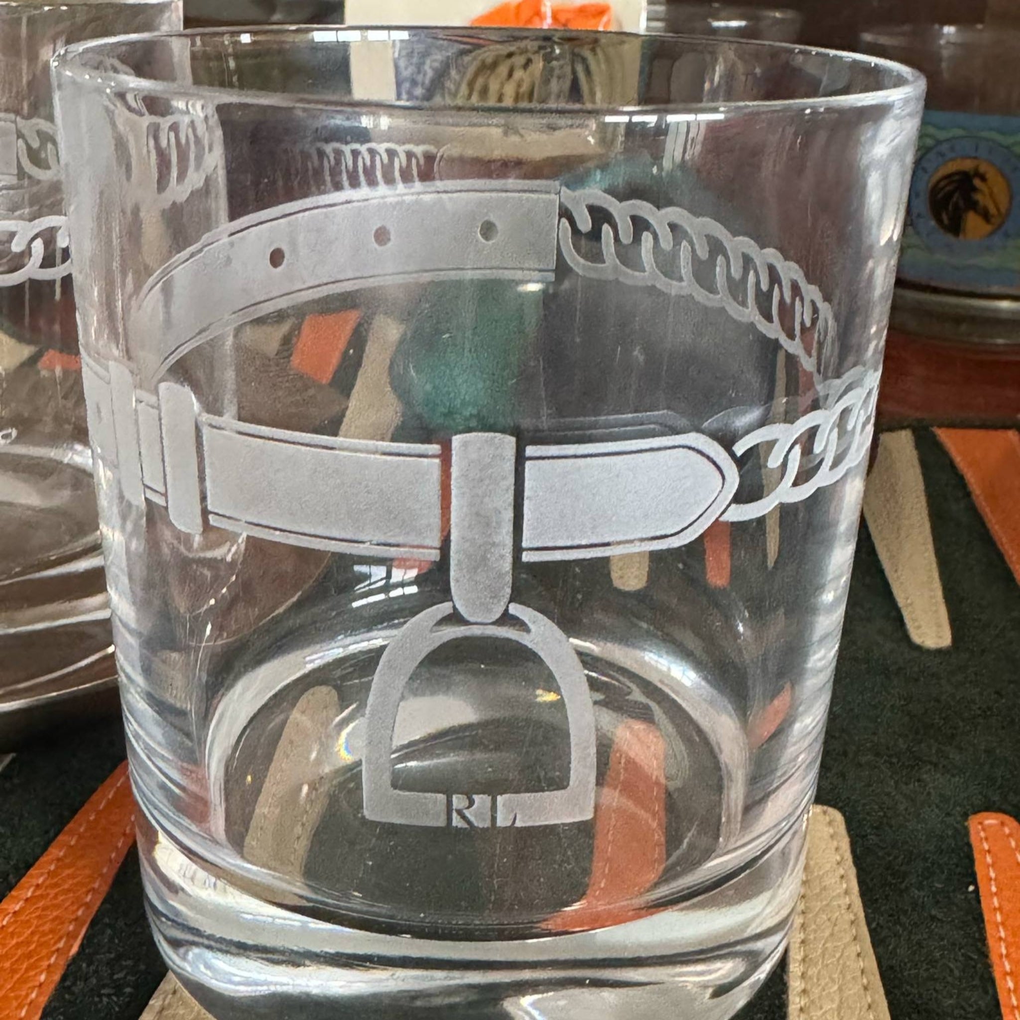Vintage Ralph Lauren Equestrian Rocks Glass – Stirrup & Bridle Etching