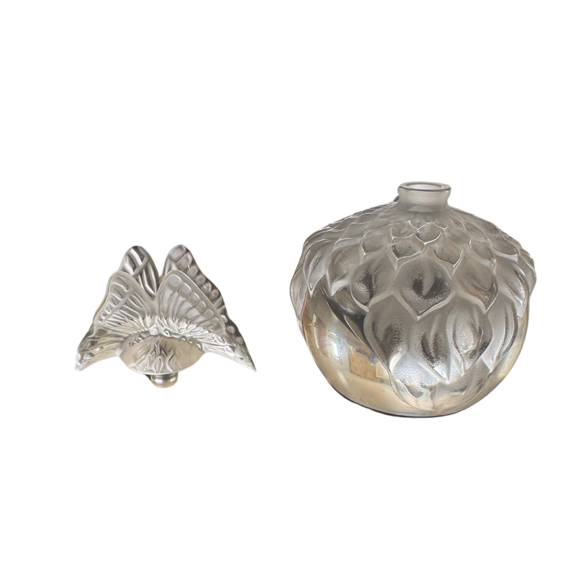 Lalique Butterfly Crystal Perfume Bottle – Vintage French Art Glass Collectible
