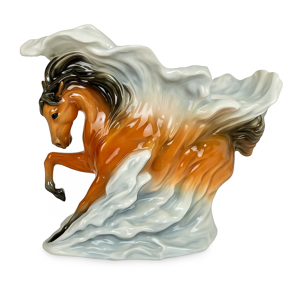 Franz Porcelain Horse Wave Vase – Sculptural Equestrian Art