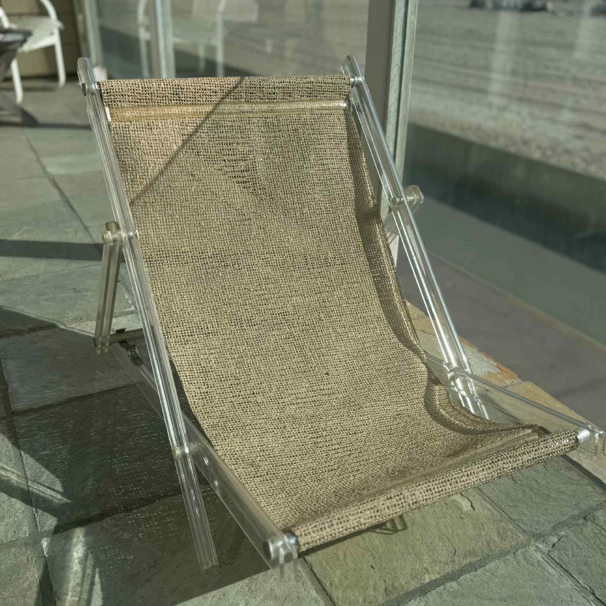 Rare 1970s Slingback Lucite Lounge Chairs — Pair